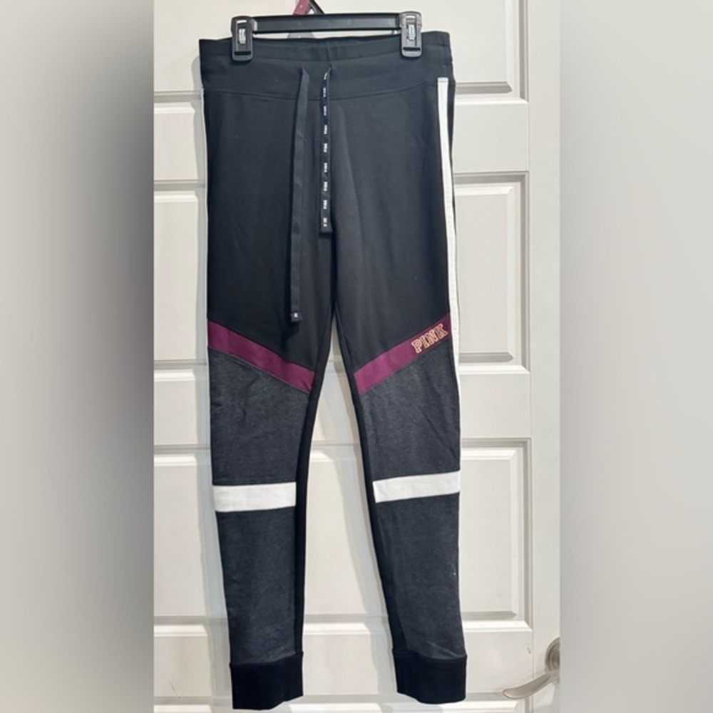 PINK Victoria's Secret Black and Burgundy Jeggings